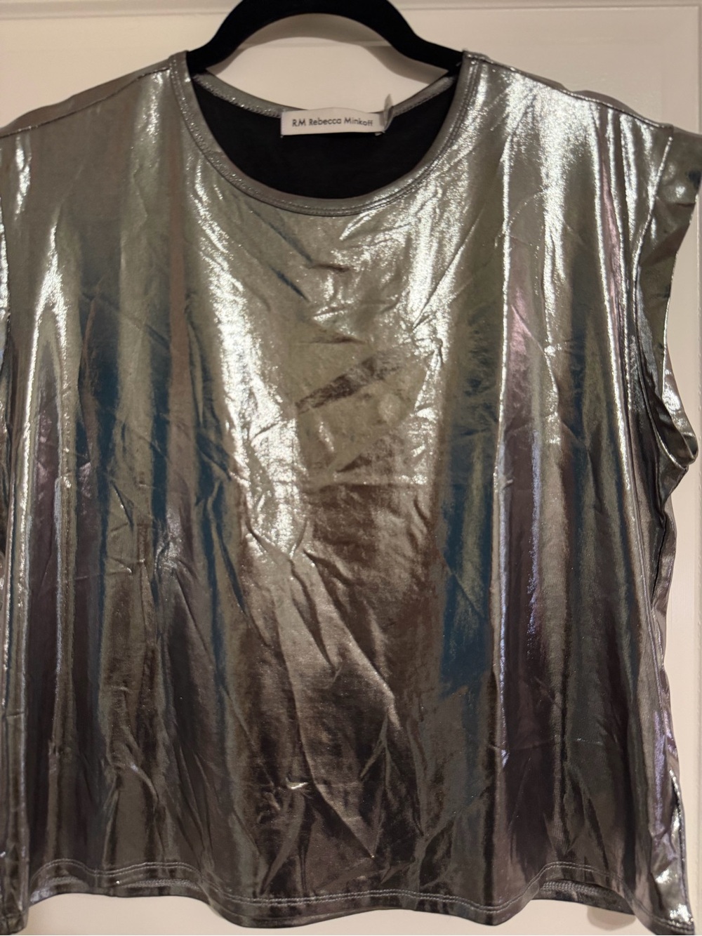 Rebecca Minkoff Metallic Silver Sleeveless Tank Top